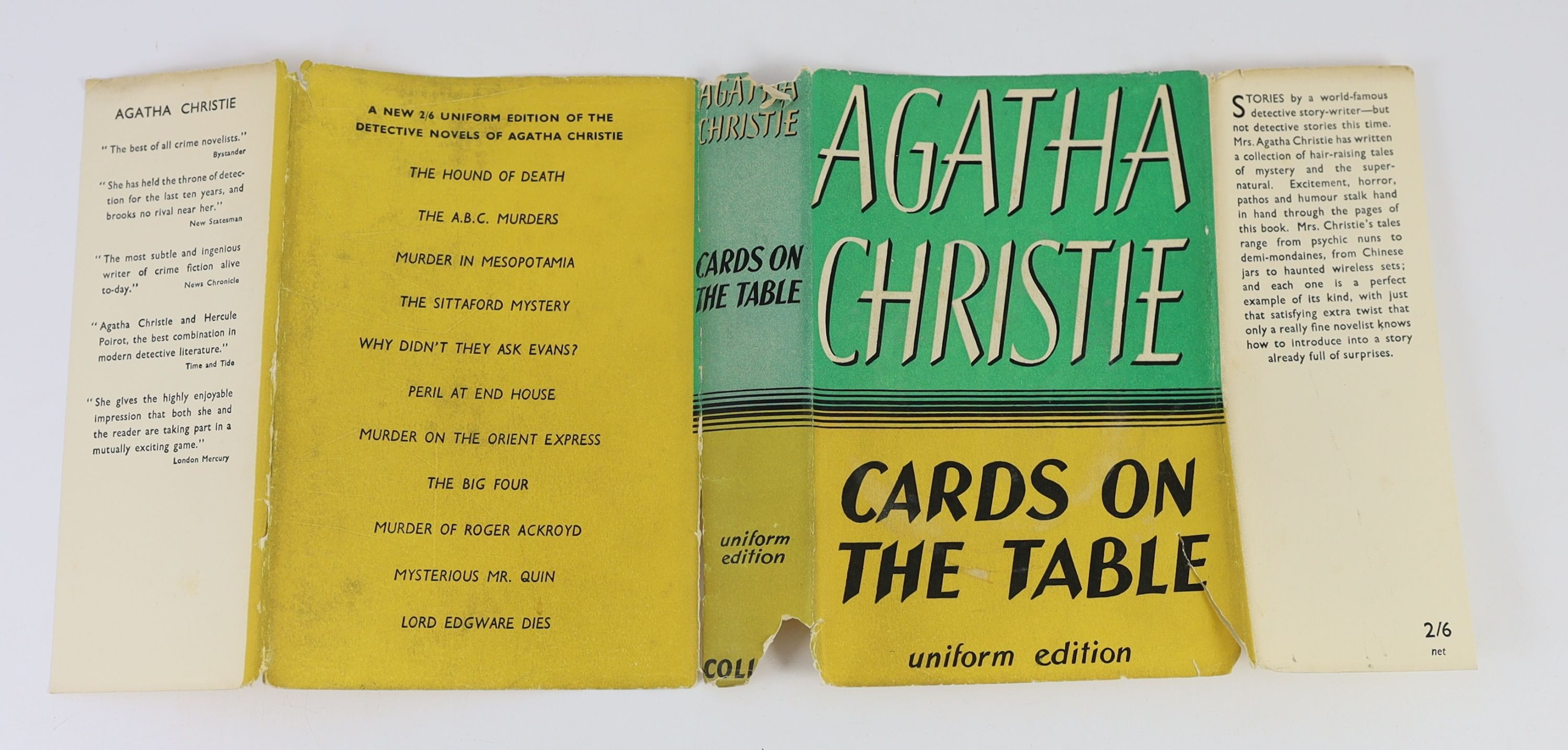 Christie, Agatha - 12 works - Partners in Crime, with torn d/j, with loss to spine and lower rear panel, nd, [1929], Death on the Nile, 2nd impression, in unclipped d/j, with loss to lower spine, 1938; Cards on the Table